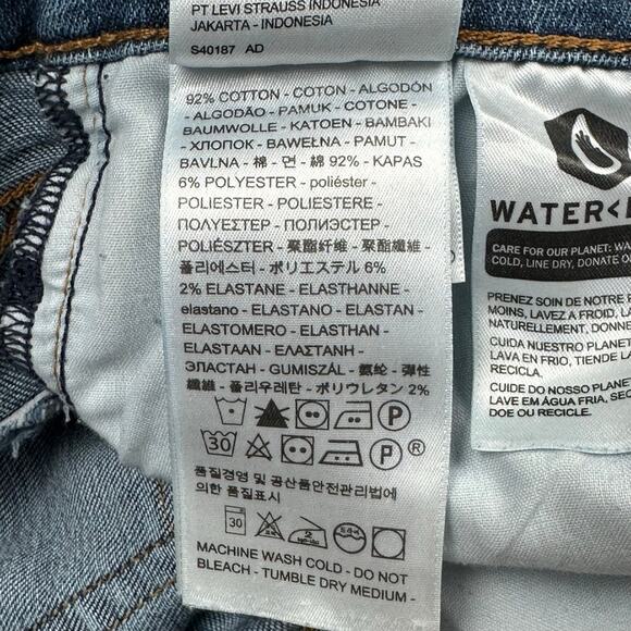 Levis Jeans Womens 30 Blue Wedgie Straight Distressed Button Fly Stretch Pockets - Picture 9 of 15